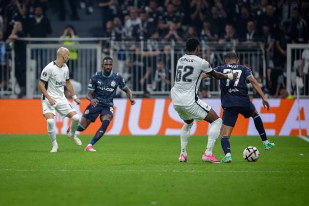 Besiktas JK vs Marseille UEFA Europa League - League Phase MD1 Amine Harit of Olympique de Marseille and Amir Murillo of Besiktas JK vie for the ball during the UEFA Europa League 2026 27 League Phase MD1 match between Besiktas JK and Marseille at Tupras Stadium in Istanbul, Turkey, on September 17, 2026 Istanbul Turkey  Copyright: xBurakxBasturkx