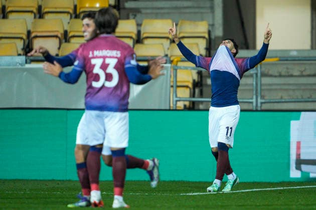 Europa League (soccer) 2026–2027 Lillestrøm SCU Torreense Lillestrøm 20260917 SCU Torreense s Manuel Pozo Guerrero celebrates the 0–2 goal during the Europa League soccer match between Lillestrøm and SCU Torreense at Arasen Photo Stian Lysberg Solum, NTB, Lillestrøm, Norway. EDITORIAL USE ONLY. RESTRICTED USE FOR BETTING COMPANIES.  Copyright: xStianxLysbergxSolumx xNTBx