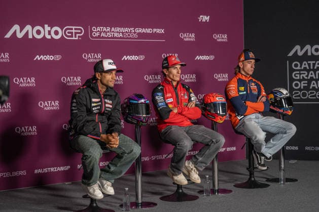 MOTORSPORTS - MotoGP - Austrian Grand Prix Photo by IPA ABACAPRESS.COM88640906 - Jorge Martin (Aprilia Racing), Marc Marquez (Ducati Lenovo Team) and Pedro Acosta (Red Bull KTM Factory Racing) during the pre-event press conference, PK, Pressekonferenz for the Austrian MotoGP Grand Prix at the Red Bull Ring racetrack in Spielberg, Austria, on September 17, 2026. Austria Austria  Copyright: xIPAxSport ABACAx