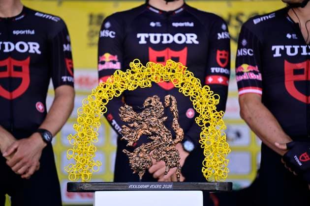 Kampioenschap van Vlaanderen 2026 Cycling Race KOOLSKAMP, BELGIUM - SEPTEMBER 18 : illustration picture trophy during the 110th edition of Kampioenschap van Vlaanderen an UCI Class 1.1 one day cycling road race for Men Elite of km with start in Koolskamp and finish in Koolskamp on September 18, 2026 in Koolskamp, Belgium, 18 09 2026 Koolskamp Belgium  Copyright: xJanxDexMeuleneirx