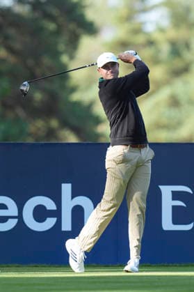 VIRGINIA WATER, ENGLAND - SEPTEMBER 18: Ludvig Aberg (SWE) plays from the fifteenth tee during Round 2 at the BMW PGA, Golf Herren Championship at Wentworth Golf Club, Virginia Water on September 18, 2026 in Surrey, England The BMW PGA Championship