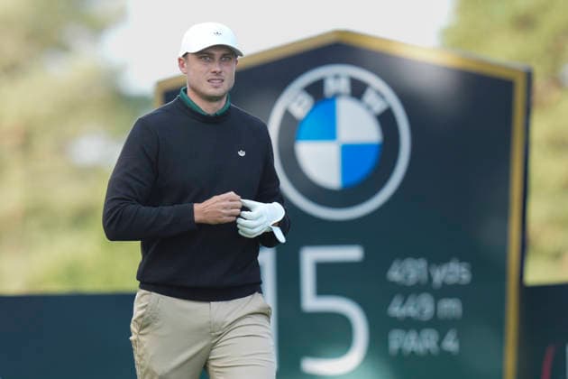 VIRGINIA WATER, ENGLAND - SEPTEMBER 18: Ludvig Aberg (SWE) walks from the fifteenth tee during Round 2 at the BMW PGA, Golf Herren Championship at Wentworth Golf Club, Virginia Water on September 18, 2026 in Surrey, England The BMW PGA Championship