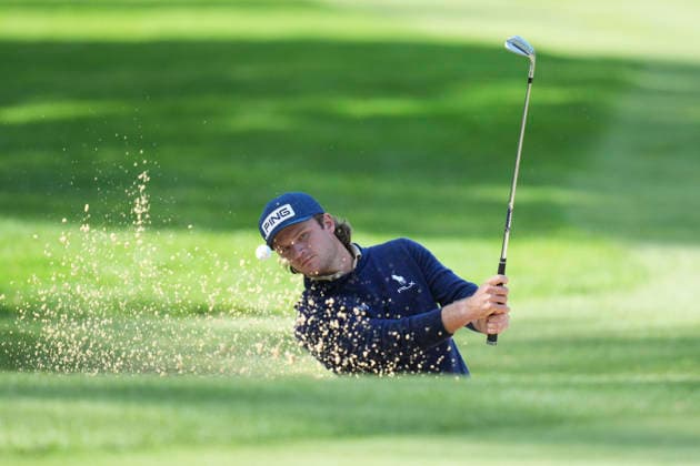 VIRGINIA WATER, ENGLAND - SEPTEMBER 18: Freddy Schott (GER) plays from a green side bunker on the 15th hole during Round 2 at the BMW PGA, Golf Herren Championship at Wentworth Golf Club, Virginia Water on September 18, 2026 in Surrey, England The BMW PGA Championship