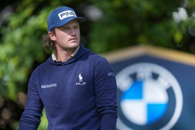 VIRGINIA WATER, ENGLAND - SEPTEMBER 18: Freddy Schott (GER) walks from the sixteenth tee during Round 2 at the BMW PGA, Golf Herren Championship at Wentworth Golf Club, Virginia Water on September 18, 2026 in Surrey, England The BMW PGA Championship