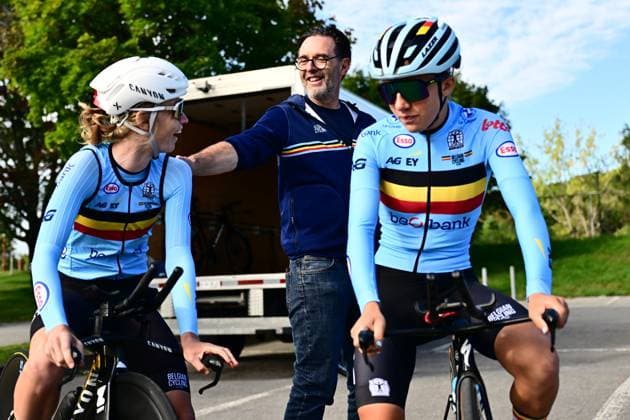 UCI 2026 Road World Championship, WM, Weltmeisterschaft Montreal 18 09 2026 MONTREAL, CANADA - SEPTEMBER 18 : Willems Ludwig (BEL) Coach of the Belgian national cycling team Road Women (Youth & Elite), Claes Lotte (BEL) of Fenix-Premier Tech and Vierstraete Luca pictured during a training session prior to the 2026 UCI Road World Championships 93th edition an UCI World Championships cycling race in Montreal on September 18, 2026 in Montreal, Canada, 18 09 2026 Montreal Canada  Copyright: xPeterxDexVoechtx