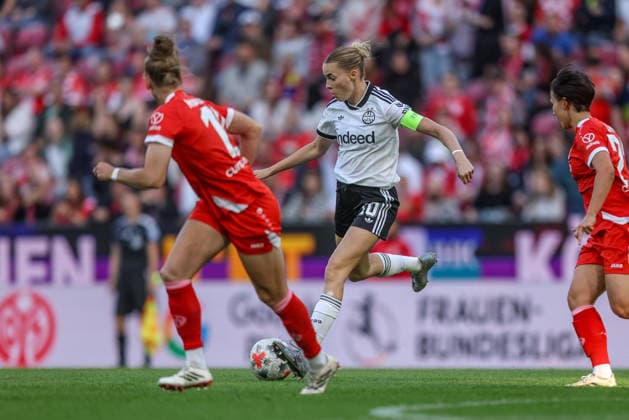 GER, Mainz, FSV Mainz 05 vs Eintracht Frankfurt, Google Pixel Frauen Bundesliga, Fussball, DFB, Spielzeit 2026 2027, MEWA Arena, 5. Spieltag im Bild v.l.: DFB DFL REGULATIONS PROHIBIT ANY USE OF PHOTOGRAPHS AS IMAGE SEQUENCES AND OR QUASI-VIDEO, 18.09.2026 Copyright: HMBxMedia HendrikxHamelau