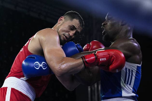 2026 European Boxing Championships in Sofia SOFIA, BULGARIA - SEPTEMBER 18: Pal Kovacs (red) of Hungary competes against Junior Tadah (blue) of France in the men s 85kg category during the 2026 European Boxing Championships at Asics Arena in Sofia, Bulgaria, on September 18, 2026. Osmancan Gurdogan Anadolu Sofia Bulgaria. Editorial use only. Please get in touch for any other usage.  Copyright: x2026xAnadoluxOsmancanxGurdoganx