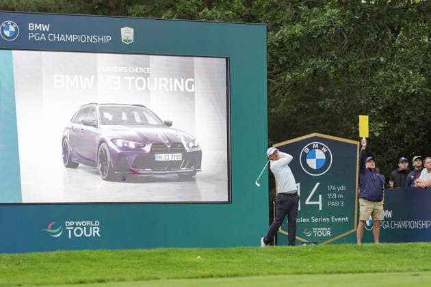 VIRGINIA WATER, ENGLAND - SEPTEMBER 18: Bernd Wiesberger (AUT) plays from the fourteenth tee during Round 2 at the BMW PGA, Golf Herren Championship at Wentworth Golf Club, Virginia Water on September 18, 2026 in Surrey, England The BMW PGA Championship