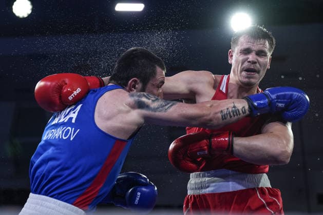 2026 European Boxing Championships in Sofia SOFIA, BULGARIA - SEPTEMBER 18: Leon Kermas (red) of Estonia competes against Andrei Chiriacov (blue) of Moldova in the men s 85kg category during the 2026 European Boxing Championships are held at Asics Arena in Sofia, Bulgaria, on September 18, 2026. Osmancan Gurdogan Anadolu Sofia Bulgaria. Editorial use only. Please get in touch for any other usage.  Copyright: x2026xAnadoluxOsmancanxGurdoganx