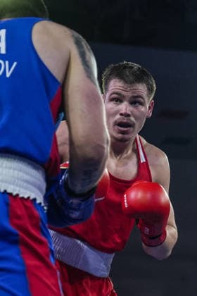 2026 European Boxing Championships in Sofia SOFIA, BULGARIA - SEPTEMBER 18: Leon Kermas (red) of Estonia competes against Andrei Chiriacov (blue) of Moldova in the men s 85kg category during the 2026 European Boxing Championships are held at Asics Arena in Sofia, Bulgaria, on September 18, 2026. Osmancan Gurdogan Anadolu Sofia Bulgaria. Editorial use only. Please get in touch for any other usage.  Copyright: x2026xAnadoluxOsmancanxGurdoganx
