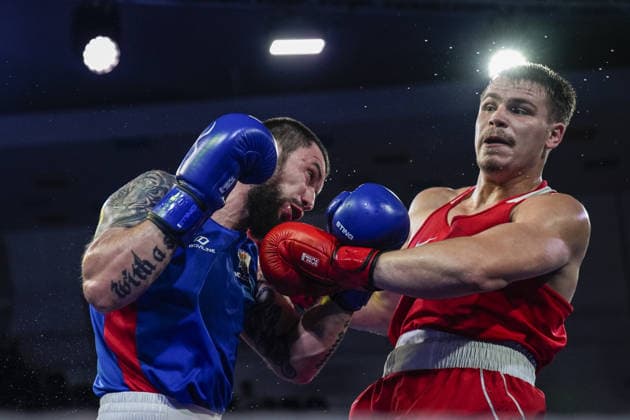 2026 European Boxing Championships in Sofia SOFIA, BULGARIA - SEPTEMBER 18: Leon Kermas (red) of Estonia competes against Andrei Chiriacov (blue) of Moldova in the men s 85kg category during the 2026 European Boxing Championships are held at Asics Arena in Sofia, Bulgaria, on September 18, 2026. Osmancan Gurdogan Anadolu Sofia Bulgaria. Editorial use only. Please get in touch for any other usage.  Copyright: x2026xAnadoluxOsmancanxGurdoganx
