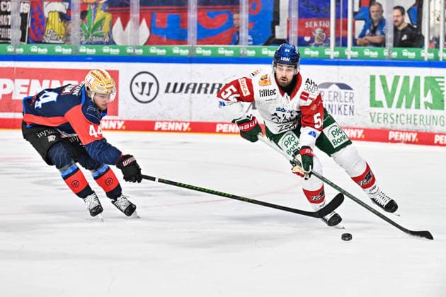 Penny DEL; Nürnberg Ice Tigers - Augsburger Panther, 18.09.2026 NUREMBERG, GERMANY; 18. SEPTEMBER: im Duell Josef EHAM (Nürnberg Ice Tigers 44) und Felix SCHEEL (Augsburger Panther 54) während dem Match der Penny DEL zwischen den Nürnberg Ice Tigers und den Augsburger Panthern am 1. Spieltag im der PSD Bank Nürnberg Arena Copyright: xBEAUTIFULxSPORTS Goldbergx
