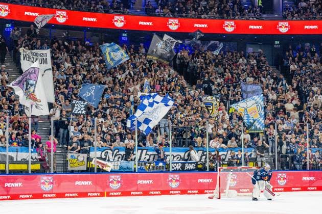 Die Muenchner Fans in der Nordkurve hinter Mathias Niederberger (Torwart, EHC Red Bull Muenchen, 35) GER, EHC Red Bull Muenchen vs. Adler Mannheim, Eishockey, DEL, Saison 2026 2027, 1. Spieltag, 18.09.2026. Foto: HMB Media Heike Feiner Copyright: HMBxMedia HeikexFeiner