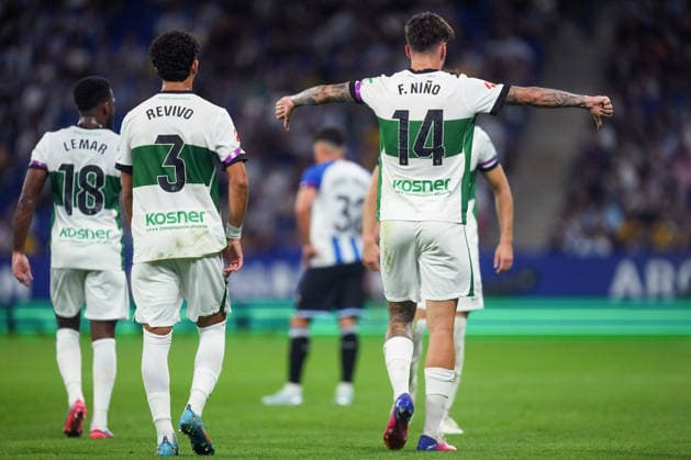 ESP: RCD Espanyol - Elche CF. La Liga EA Sports. Macthday 7 Fer Nino of Elche CF celebrates the 0-1 during the La Liga EA Sports match between RCD Espanyol and Elche CF played at RCDE Stadium on September 18, 2026 in Barcelona, Spain. kpng Copyright: xBaguxBlancox xPRESSINPHOTOx PS_2627_ESP_ELC_RAC_003
