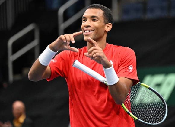 September 18, 2026, Quebec, Pq, Canada: Felix Auger-Aliassime of Canada celebrates his win against Quentin Halys of France during a Davis Cup qualifier second round match at the Videotron Centre in Quebec City, Friday, Sept. 18, 2026. Canada News - September 18, 2026  - ZUMAc35_ 20260918_zaf_c35_133 Copyright: xJacquesxBoissinotx