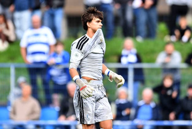 Fußball A-Junioren DFB-Pokal Saison 2026 2027 Achtelfinale: MSV Duisburg U19 - Bayern München U19 am 19.09.2026 an der BSA Westender Straße in Duisburg Elias Emanuel Stahlmann ( MSV Duisburg U19 ) Nordrhein-Westfalen Deutschland