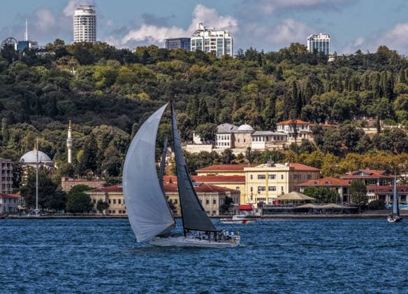 25th Bosphorus Cup in Istanbul ISTANBUL, TURKIYE - SEPTEMBER 19 : An aerial view of the 25th Bosphorus Cup sailing races, continue on its third day in Istanbul, Turkiye on September 19, 2026. Muhammed Enes Yildirim Anadolu Istanbul Turkey. Editorial use only. Please get in touch for any other usage.  Copyright: x2026xAnadoluxMuhammedxEnesxYildirimx