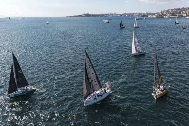 25th Bosphorus Cup in Istanbul ISTANBUL, TURKIYE - SEPTEMBER 19 : An aerial view of the 25th Bosphorus Cup sailing races, continue on its third day in Istanbul, Turkiye on September 19, 2026. Muhammed Enes Yildirim Anadolu Istanbul Turkey. Editorial use only. Please get in touch for any other usage.  Copyright: x2026xAnadoluxMuhammedxEnesxYildirimx