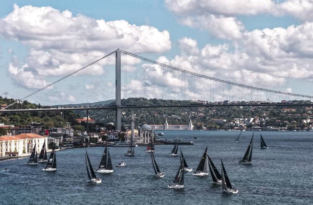 25th Bosphorus Cup in Istanbul ISTANBUL, TURKIYE - SEPTEMBER 19 : An aerial view of the 25th Bosphorus Cup sailing races, continue on its third day in Istanbul, Turkiye on September 19, 2026. Muhammed Enes Yildirim Anadolu Istanbul Turkey. Editorial use only. Please get in touch for any other usage.  Copyright: x2026xAnadoluxMuhammedxEnesxYildirimx