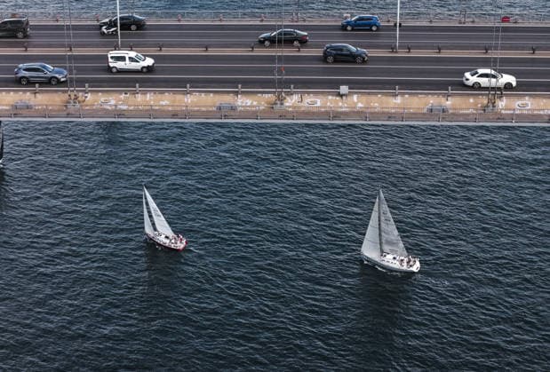 25th Bosphorus Cup in Istanbul ISTANBUL, TURKIYE - SEPTEMBER 19 : An aerial view of the 25th Bosphorus Cup sailing races, continue on its third day in Istanbul, Turkiye on September 19, 2026. Muhammed Enes Yildirim Anadolu Istanbul Turkey. Editorial use only. Please get in touch for any other usage.  Copyright: x2026xAnadoluxMuhammedxEnesxYildirimx