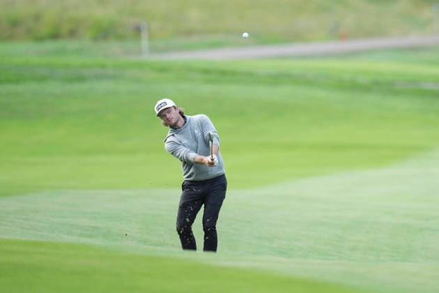 VIRGINIA WATER, ENGLAND - SEPTEMBER 19: Freddy Schott (GER) plays from the eleventh fairway during Round 3 at the BMW PGA, Golf Herren Championship at Wentworth Golf Club, Virginia Water on September 19, 2026 in Surrey, England The BMW PGA Championship