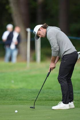 VIRGINIA WATER, ENGLAND - SEPTEMBER 19: Freddy Schott (GER) putts on the eleventh green during Round 3 at the BMW PGA, Golf Herren Championship at Wentworth Golf Club, Virginia Water on September 19, 2026 in Surrey, England The BMW PGA Championship