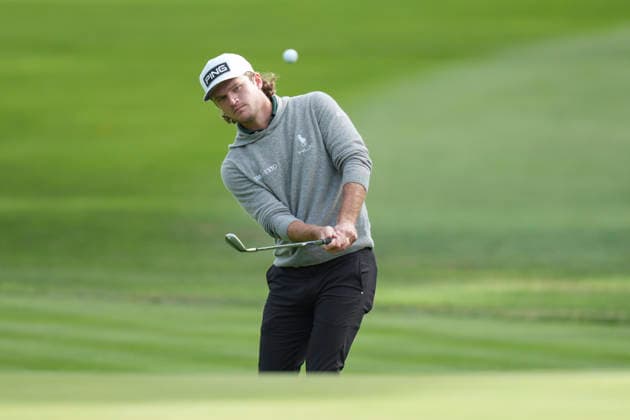 VIRGINIA WATER, ENGLAND - SEPTEMBER 19: Freddy Schott (GER) chips to the 12th green during Round 3 at the BMW PGA, Golf Herren Championship at Wentworth Golf Club, Virginia Water on September 19, 2026 in Surrey, England The BMW PGA Championship