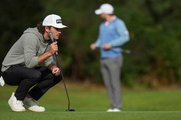 VIRGINIA WATER, ENGLAND - SEPTEMBER 19: Freddy Schott (GER) lines up a putt on the twelfth green during Round 3 at the BMW PGA, Golf Herren Championship at Wentworth Golf Club, Virginia Water on September 19, 2026 in Surrey, England The BMW PGA Championship