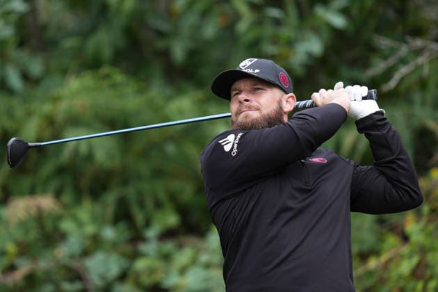 VIRGINIA WATER, ENGLAND - SEPTEMBER 19: Tyrrell Hatton (ENG) plays from the seventh tee during Round 3 at the BMW PGA, Golf Herren Championship at Wentworth Golf Club, Virginia Water on September 19, 2026 in Surrey, England The BMW PGA Championship