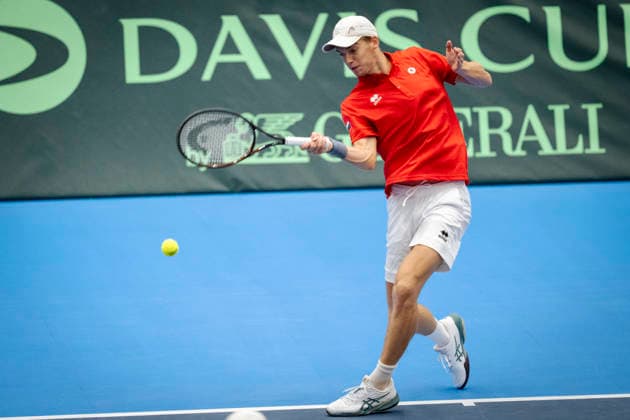 Tennis Davis Cup match between Denmark and Bulgaria Bulgaria s Alexander Donski during the Davis Cup match between Denmark and Bulgaria at Royal Stage, Hilleroed, Saturday, September 19, 2026. (Photo: Sebastian Elias Uth Ritzau Scanpix) , Denmark Copyright: SebastianxEliasxUthx spdk20260919-132018-L