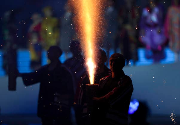 (260919) -- NAGOYA, Sept. 19, 2026 -- Firework is seen during the opening ceremony of the 20th Asian Games Aichi-Nagoya 2026 in Nagoya, Japan, Sept. 19, 2026. ) (SP)JAPAN-NAGOYA-ASIAN GAMES-OPENING CEREMONY JiaxHaocheng 