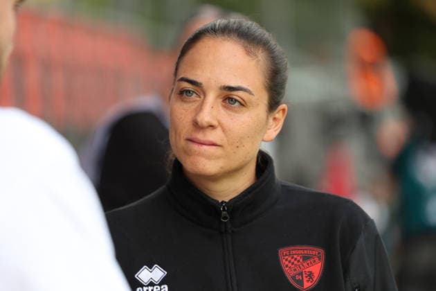 19.09.2026, xsefx, Fußball, FC Viktoria Köln - FC Ingolstadt 04, 3.Liga, Sportpark Höhenberg, 7. Spieltag, Saison 2026 2027: Cheftrainerin Sabrina Wittmann (FC Ingolstadt 04 hc) DFB regulations prohibit any use of photographs as image sequences and or quasi-video. Nordrhein-Westfalen Deutschland