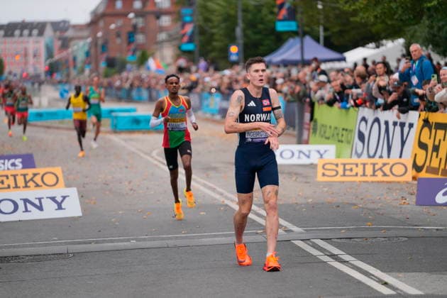 World Championship, WM, Weltmeisterschaft in 5 km: World Athletics Road Running Championships Copenhagen Jakob Ingebrigtsen of Norway after the five-kilometer distance during the World Athletics Road Running Championships Copenhagen in Copenhagen, Saturday, September 19, 2026. (Photo: Emil Helms Scanpix 2026) , Copenhagen Denmark Copyright: EmilxHelmsx spdk20260919-150813-L
