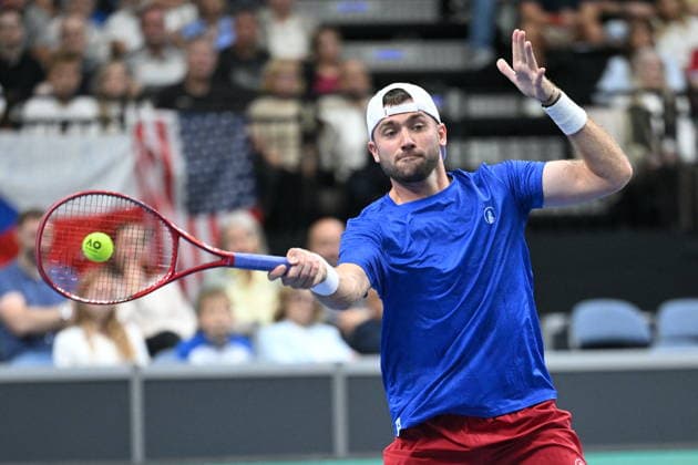 2026 Davis Cup men s team tennis World Championship, WM, Weltmeisterschaft match between the Czech Republic and the United States in Prague, Czech Republic, on September 19, 2026. Tennis doubles match Adam Pavlasek and Patrik Rikl (pictured) of Czech Republic vs. Christian Harrison, Austin Krajicek of USA. (CTKxPhoto MichaelaxRihova) CTKPhotoP2026091903261  CTKPhotoP2026091903261