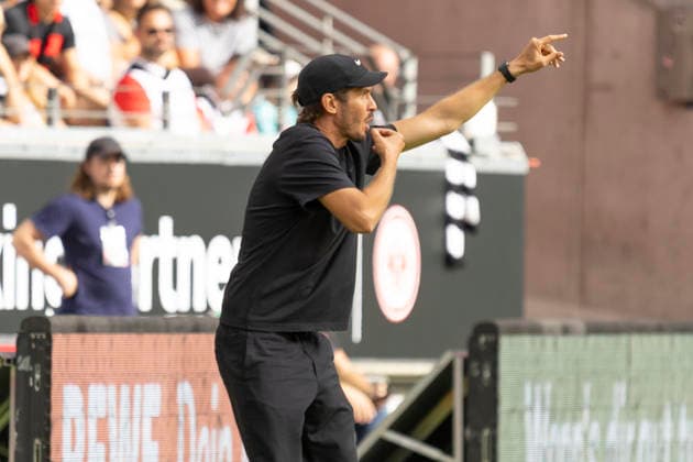 1. Fussball Bundesliga: Eintracht Frankfurt - SC Freiburg, 19.09.2026 Julian Schuster (Trainer SC Freiburg), Freisteller, Portrait Porträt, Eintracht Frankfurt - SC Freiburg, Frankfurt, Deutsche Bank Park, 19.9.2026 Copyright: xBEAUTIFULxSPORTS Gawlikx