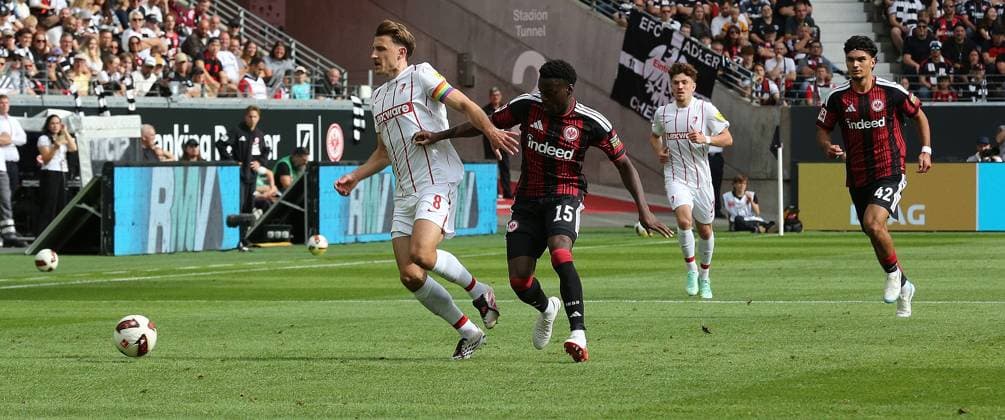 19.09.2026 xmgoodx Frankfurt am Main, Deutsche Bank Park Bundesliga Saison 2026 2027 Eintracht Frankfurt - SC Freiburg Noel Aseko (15, Eintracht Frankfurt) gegen Maximilian Eggestein (Freiburg) DFL DFB REGULATIONS PROHIBIT ANY USE OF PHOTOGRAPHS AS IMAGE SEQUENCES AND OR QUASI-VIDEO.