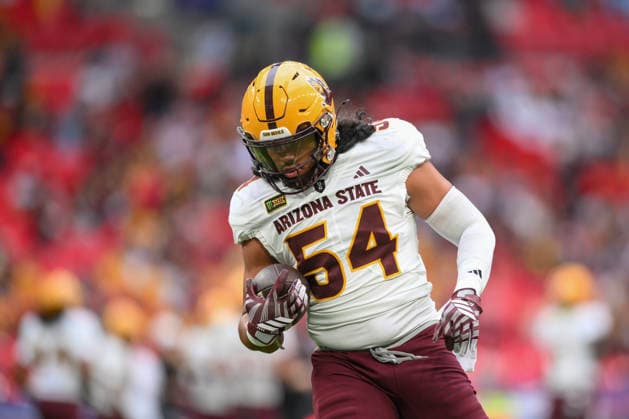 Kansas Jayhawks v Arizona State Sun Devils Union Jack Classic Isaiah Iosefa, Linebacker of Arizona State Sun Devils during the Union Jack Classic match at Wembley Stadium, London 19 09 2026 UK Newspapers OUT Copyright: xMalcolmxFellx FIL-23969-0014