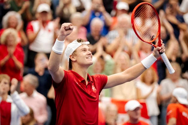 Denmark Davis Cup match between Denmark and Bulgaria Denmark s Holger Rune after the Davis Cup showdown between Denmark and Bulgaria at Royal Stage, Hilleroed, Saturday, September 19, 2026. (Photo: Sebastian Elias Uth Ritzau Scanpix) , Denmark Copyright: SebastianxEliasxUthx spdk20260919-174043-L