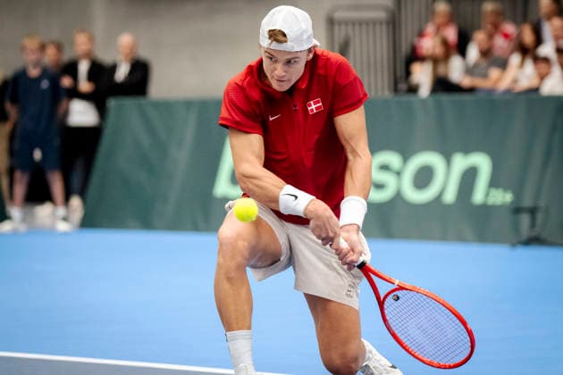 Denmark Davis Cup match between Denmark and Bulgaria Denmark s Holger Rune during the Davis Cup showdown between Denmark and Bulgaria at Royal Stage, Hilleroed, Saturday, September 19, 2026. (Photo: Sebastian Elias Uth Ritzau Scanpix) , Denmark Copyright: SebastianxEliasxUthx spdk20260919-174220-L