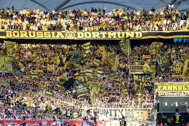 Fanblock BVB Dortmund , Deutschland, Fussball, 1. Bundesliga, 4.Spieltag, 2026 2027, VfB Stuttgart vs. Borussia Dortmund, 19.09.2026, Stuttgart MHP Arena Deutschland Copyright: xGrantxHubbsx