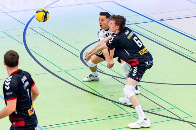 19.09.2026, GER, Volleyball, Maenner, Saison 26 27, 2.Bl Sued, Blue Volleys Gotha - TV 1895 Moemlingen Fabian Giegerich (TV 1895 Moemlingen), Mattis Hau (TV 1895 Moemlingen) 99867 Gotha Sporthalle Sportanlage Ernesti Thüringen Deutschland