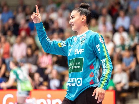 Mikaela Sobrinho Possatti (Frisch Auf Frauen, 01) reagiert nach einem versuchten Lupfer, Frisch Auf Goeppingen vs. HC Leipzig, Handball, 1. Bundesliga, Spielzeit 2026 2027, 19.09.2026 Frisch Auf Goeppingen vs. HC Leipzig, Handball, 1. Bundesliga, Spielzeit 2026 2027, 19.09.2026 Goeppingen Copyright: xMichaelxSchmidt Eibner-Pressefotx EP_MST