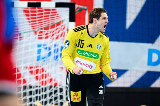 Bietigheim: HBL - 26 27 - SG BBM Bietigheim - TSV Hannover-Burgdorf Torhueter Joel Birlehm (Hannover) Jubel Freude Emotion Bietigheim-Bissingen Egetrans Arena Baden-Württemberg Deutschland