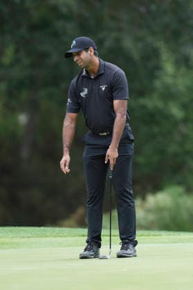 VIRGINIA WATER, ENGLAND - SEPTEMBER 19: Aaron Rai (ENG) reacts after missing a putt on the 12th green during Round 3 at the BMW PGA, Golf Herren Championship at Wentworth Golf Club, Virginia Water on September 19, 2026 in Surrey, England The BMW PGA Championship