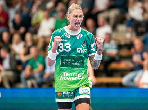 Luisa Schulze (Frisch Auf Frauen, 33) jubelt lautstark, Frisch Auf Goeppingen vs. HC Leipzig, Handball, 1. Bundesliga, Spielzeit 2026 2027, 19.09.2026 Frisch Auf Goeppingen vs. HC Leipzig, Handball, 1. Bundesliga, Spielzeit 2026 2027, 19.09.2026 Goeppingen Copyright: xMichaelxSchmidt Eibner-Pressefotx EP_MST
