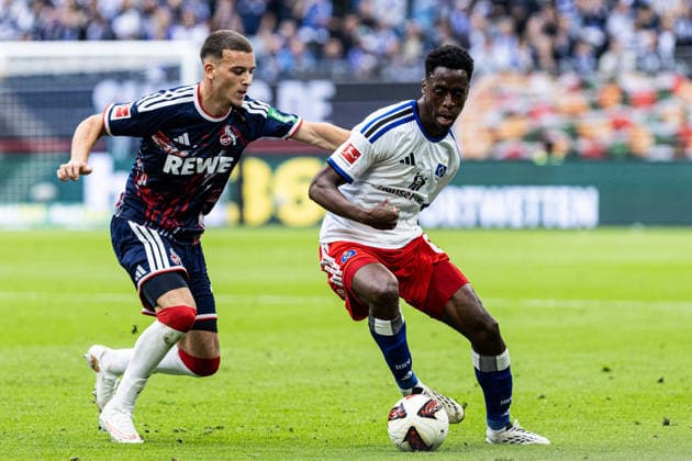 1. Fußball Bundesliga: Hamburger SV - 1. FC Köln; 19.09.2026 Said El Mala (1. FC Köln, 10), Albert Sambi Lokonga (Hamburger SV, 6) 1. Fußball Bundesliga 4. Spieltag: Hamburger SV - 1. FC Köln; Volksparkstadion, Hamburg; 19.09.2026 DFL regulations prohibit any use of photographs as image sequences and or quasi video. Copyright: xBEAUTIFULxSPORTS Buriakovx
