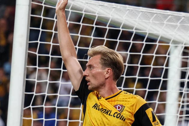 Deutschland: 2. Bundesliga 2026 2027, 7. Spieltag, Dynamo Dresden - Hertha BSC, Rudolf-Harbig-Stadion (Dresden): Vincent Vermeij (Dynamo Dresden, 9) Freisteller, nach vergebener Großchance Copyright: xLucasxWalterx