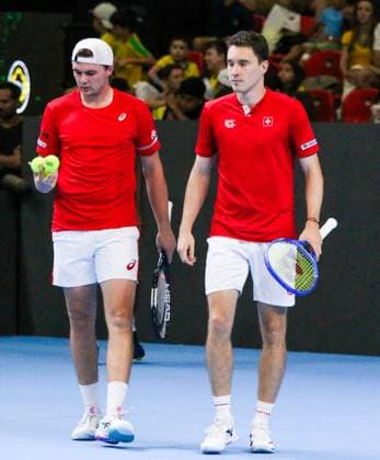 RECORD DATE NOT STATED Copa Davis - Orlando Luz and Rafael Matos (Brazil) vs. Jakub Paul and Dominic Stricker (Switzerland) Rio de Janeiro (RJ) 19 09 2026- Davis Cup Brazil Switzerland Tennis - Jakub Paul and Dominic Stricker, from Switzerland, during a doubles match against Brazilians Orlando Luz and Rafael Matos, for the Davis Cup, this Saturday (19), at the Farmasi Arena, in Rio de Janeiro.(Foto: Lucas Simonin Gomes Thenews2 imago images) SPO  Copyright: xLucasxSimoninxGomesx