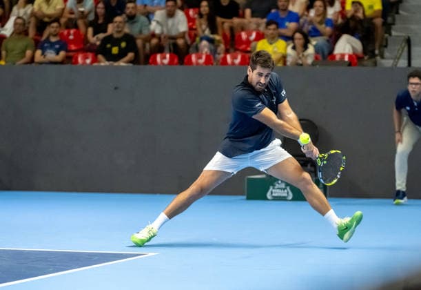 September 19, 2026, Rio De Janeiro, Rio De Janeiro, Brazil: Orlando Luz of Brazil Match action during the 2026 Davis Cup World Group I tie between Brazil and Switzerland, held at the Farmasi Arena in Rio de Janeiro, Brazil. Rio De Janeiro Brazil - ZUMAa293 20260919_zsp_a293_009 Copyright: xRicardoxAmaralx