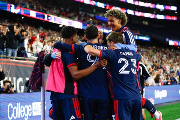 September 19, 2026; Foxborough, Massachusetts, USA; New England Revolution players celebrate a goal in a Major League Soccer game against Orlando City SC at Gillette Stadium. (c) CSM - ZUMAc04_ 20260919_zma_c04_299 Copyright: xBurtxGranofskyx
